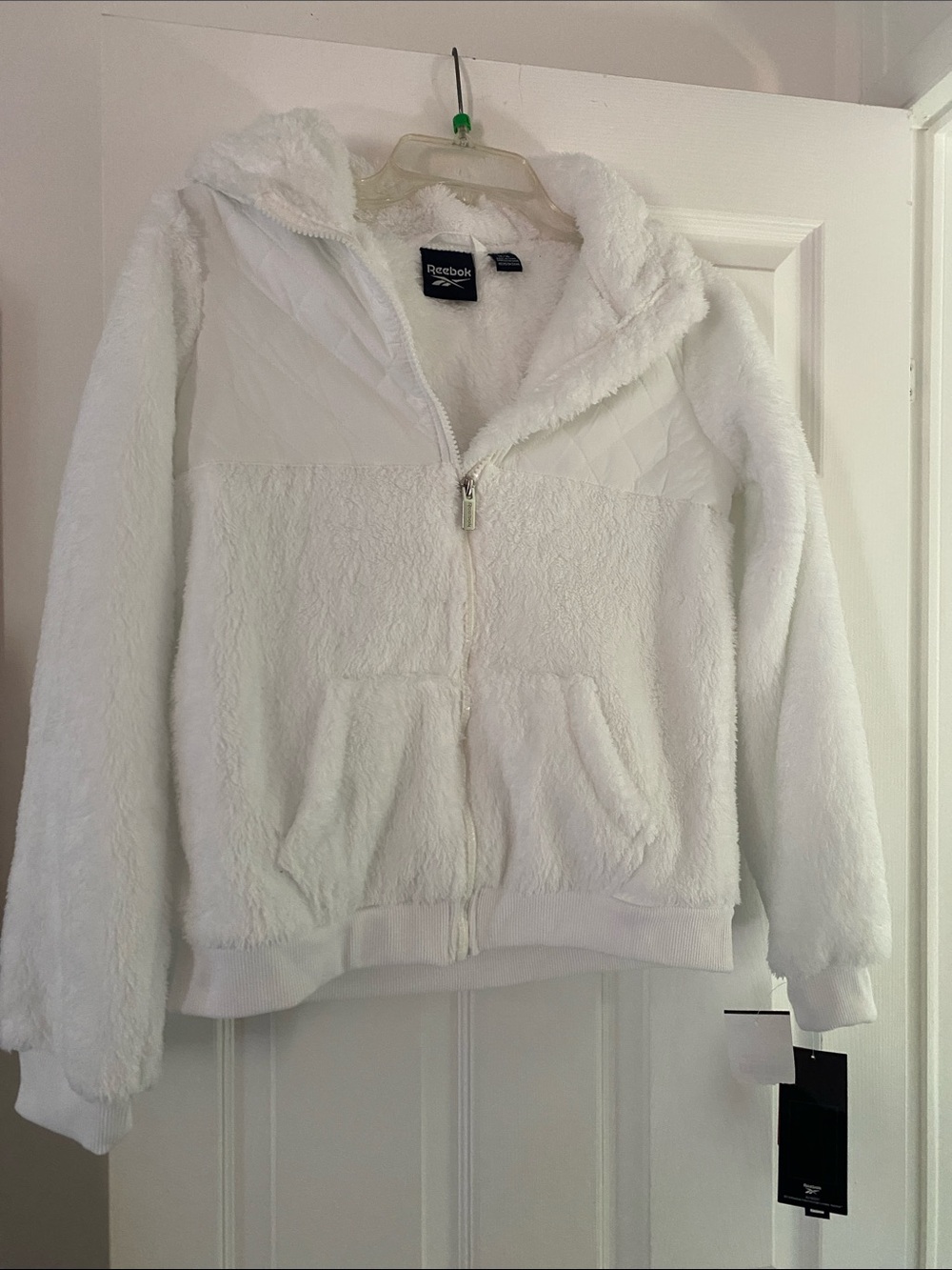 Reebok Kids Youth White Teddy Sherpa Zip Hoodie Size 14-16